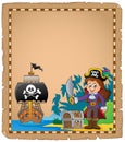 Pirate girl on coast theme parchment 1 Royalty Free Stock Photo