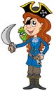 Pirate girl with parrot and sabre