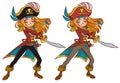 Pirate girl swaying the sword Royalty Free Stock Photo