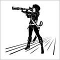 Pirate girl with a telescope Royalty Free Stock Photo