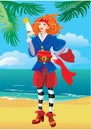 Pirate girl on tropical beach Royalty Free Stock Photo