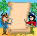 Pirate girls with scroll 1 Royalty Free Stock Photo