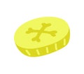 pirate gold coin in a flat cartoon style Royalty Free Stock Photo