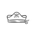 Pirate hat doodle icon vector Royalty Free Stock Photo
