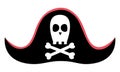 Pirate hat icon. Black cocked accessory