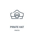 pirate hat icon vector from pirates collection. Thin line pirate hat outline icon vector illustration. Linear symbol for use on Royalty Free Stock Photo