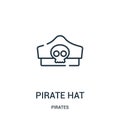 pirate hat icon vector from pirates collection. Thin line pirate hat outline icon vector illustration. Linear symbol for use on