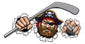 Pirate Ice Hockey Sports Mascot Cartoon Royalty Free Stock Photo