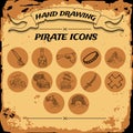 Pirate icon set Royalty Free Stock Photo