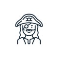 pirate icon vector from fairytale concept. Thin line illustration of pirate editable stroke. pirate linear sign for use on web and Royalty Free Stock Photo