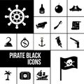 Pirate icons black set