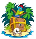 Pirate island with treasure chest