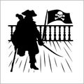 Pirate and Jolly Roger - vector silhouette Royalty Free Stock Photo