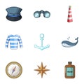 Pirate life icons set, cartoon style Royalty Free Stock Photo