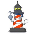 Pirate lighthouse character cartoon style