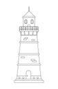 Pirate lighthouse for coloring book. Piracy black and white coloring page. Isolated vector outline illustration