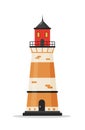 Pirate lighthouse. Piracy icon isolated on white background. Vector illustration in flat cartoon style Royalty Free Stock Photo