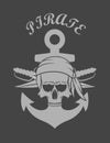 Pirate logo. Skull with sabers and anchor