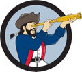 Pirate Looking Spyglass Circle Cartoon