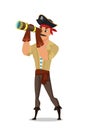 Pirate looking in spyglass vector illustration