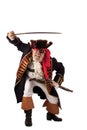 Pirate lunges forward with raised sword Royalty Free Stock Photo