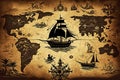 Pirate map. Generative AI. Royalty Free Stock Photo
