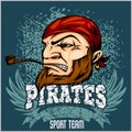 Pirate Mascot with Bandana and pipe Royalty Free Stock Photo