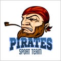 Pirate Mascot with Bandana and pipe Royalty Free Stock Photo