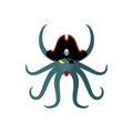 Pirate octopus isolated. Filibuster poulpe. vector illustration