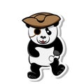 Pirate panda with accessories, cute animal wild bear sticker