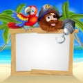 Pirate and parrot beach sign