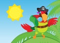 Pirate parrot with telescope looking forward - jpg illustration