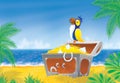 Pirate parrot and treasure chest Royalty Free Stock Photo