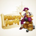 Pirate party poster. Vector illustration