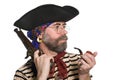 Pirate with a pipe and a musket.