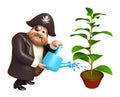 Pirate with Plant & watering can Royalty Free Stock Photo
