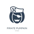 pirate pumpkin icon in trendy design style. pirate pumpkin icon isolated on white background. pirate pumpkin vector icon simple