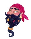 Pirate`s bearded head in a red bandana Royalty Free Stock Photo