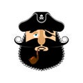 Pirate sad emoji head. Filibuster wailful emotion face. Buccaneer melancholy avatar. Vector illustration