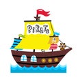 Pirate sailing vessel vector icon Royalty Free Stock Photo