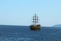 Pirate schooner on the high seas