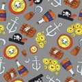 Pirate seamless pattern. colorful objects repeating background for web and print purpose. Royalty Free Stock Photo