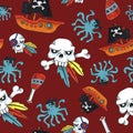 Pirate seamless pattern. colorful objects repeating background for web and print purpose. Royalty Free Stock Photo
