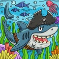 Pirate Shark Colored Cartoon Illustration Royalty Free Stock Photo