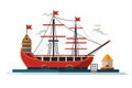 Pirate Ship amusement ride vector flat isolated illustration Royalty Free Stock Photo
