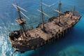 pirate ship captured by enemy, with pirates taken prisoner and their treasure stolen