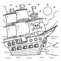 Pirate Ship Coloring Page for Kids