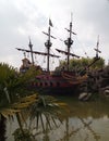 Pirate ship-Disneyland Paris, formerly Euro Disney Resort, is an entertainment resort in Chessy, France, a town located 32 km Royalty Free Stock Photo