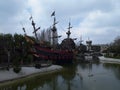 Pirate ship.Disneyland Paris, formerly Euro Disney Resort, is an entertainment resort in Chessy, France, a town located 32 km Royalty Free Stock Photo