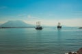 Pirate ship for the entertainment of tourists sailing on the sea. Alanya, Antalya district, Turkey, Asia Royalty Free Stock Photo